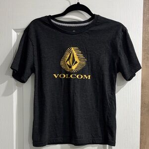 Boys Volcom Charcoal Tee with Yellow Emblem